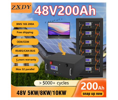แบตเตอรี่ LiFePO4 48V 200Ah 100Ah 51.2V 10Kw
